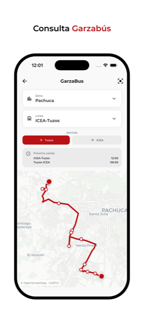 Rutas y horarios de GarzaBus sobre el mapa