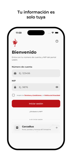 Pantalla de inicio de sesión